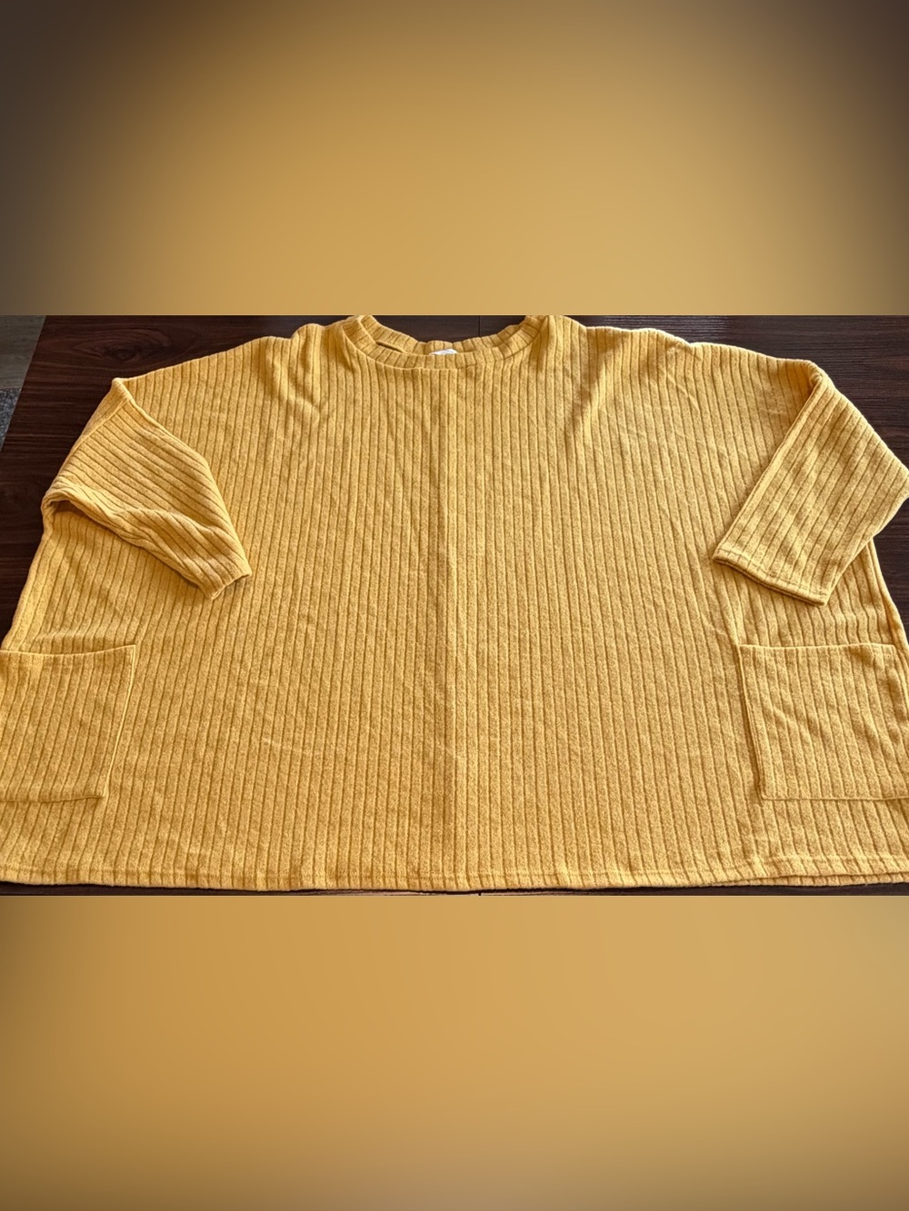 Chic Soul Women’s Yellow Ribbed Knit Oversized Top Pocket Sweater Size 2XL